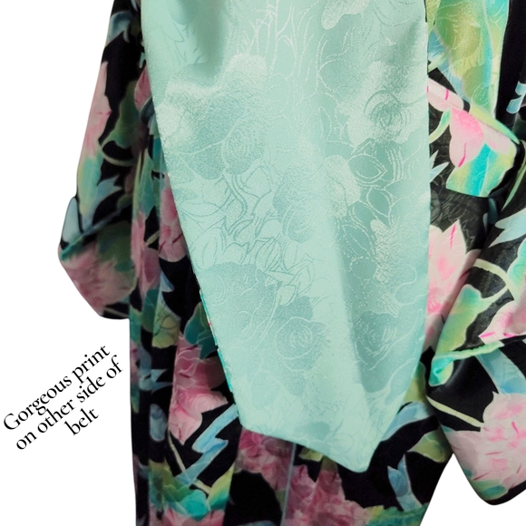 Vintage Christian Dior Kimono Sleeve Satin Robe Womens - Picture 10 of 11